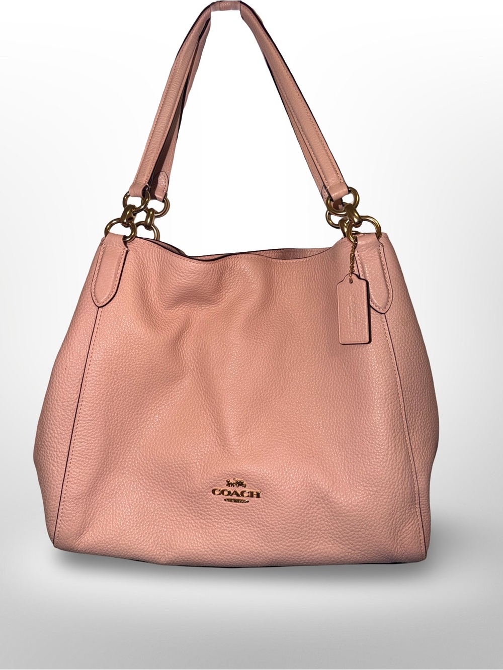 Coach Pebbled Leather Shoulder Tote in Pale Pink